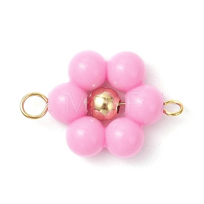 Acrylic Round Beaded Flower Connector Charms PALLOY-JF03846-01-1