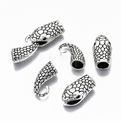 Tibetan Style Alloy Hook and Snake Head Clasps TIBE-N011-040AS-RS-1