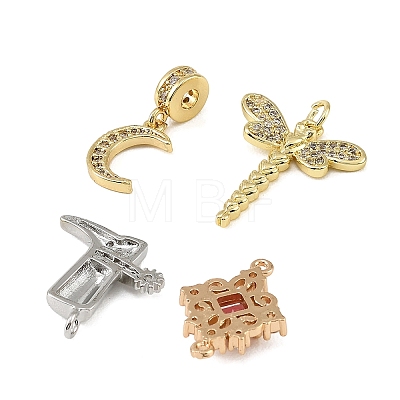 Brass Micro Pave Cubic Zirconia Pendants & Connector Finding Kits KK-XCP0002-20-1