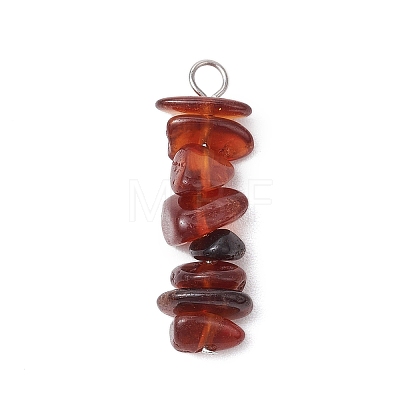 3Pcs Natural Amethyst & Garnet & Obsidian Chip Beaded Constellation Pendants PALLOY-JF03043-08-1