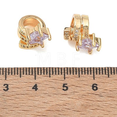 Brass Micro Pave Cubic Zirconia European Beads CU-CBAB0CF-08G-01-1