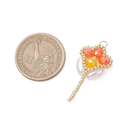 Glass Seed Beaded Tulip Pendants PALLOY-MZ01214-01-1