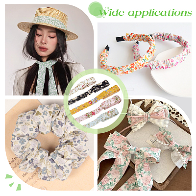25 Yards 5 Colors Flower Printed Polyester Ribbon OCOR-PH0036-17-1