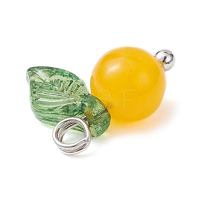 Natural Dyed White Jade Fruit Charms PALLOY-JF02431-01-1