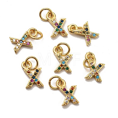 Brass Micro Pave Colorful Cubic Zirconia Charms ZIRC-F092-01-X-1