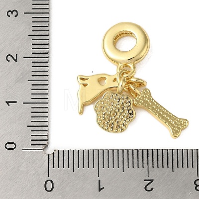 Rack Plating Brass Micro Pave Clear Cubic Zirconia European Dangle Charms KK-P279-34G-1