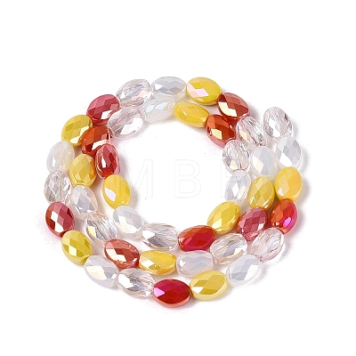 Electroplate Imitation Jade & Opaque & Transparent Glass Beads Strands EGLA-Q135-6x8MM-01B-1