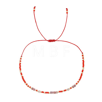Bohemian Faceted Rondelle Natural Amethyst and Glass Heishi Braided Bead Bracelets for Women FE7255-1-1