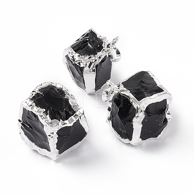 Natural Obsidian Pendants G-G978-01-1