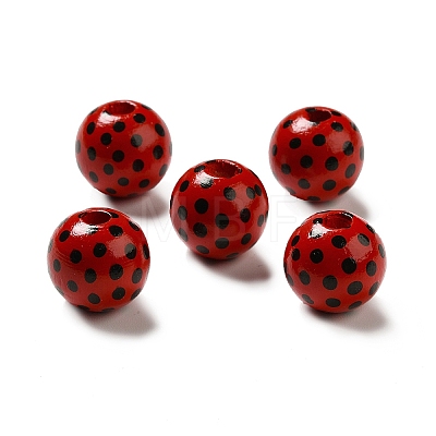 Printed Wood Round Beads WOOD-C012-01B-1