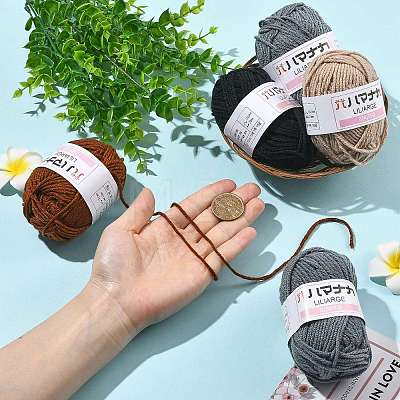12 Skeins 4 Colors 4-Ply 59.7%Polyester & 40.3%Acrylic Fiber Yarn for Tufting Gun Rugs OCOR-FS0001-07C-1
