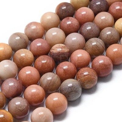 Natural Petrified Wood Round Beads Strands G-D356-C01-10mm-1