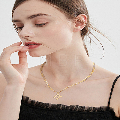 1Pc 304 Stainless Steel Letter Pendant Necklaces NJEW-LP0001-33H-G-1
