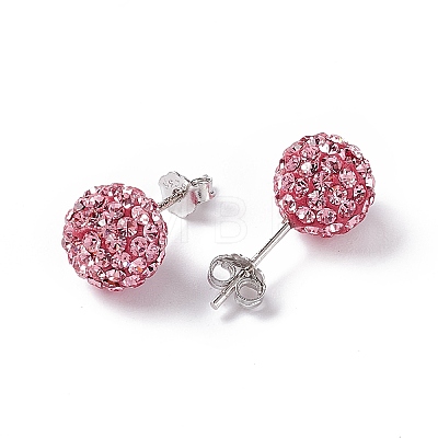 Gifts for Her Valentines Day 925 Sterling Silver Austrian Crystal Rhinestone Ball Stud Earrings for Girl Q286H111-1