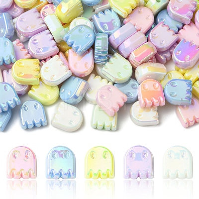 20Pcs UV Plating Acrylic Beads OACR-YW0005-01-1