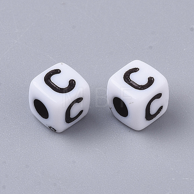 White Opaque Acrylic Beads X-MACR-R869-02C-1