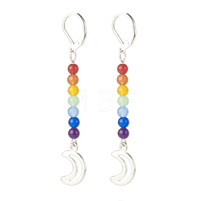 Natural Malaysia Jade with Alloy Moon Long Dangle Leverback Earrings EJEW-JE04910-02-1