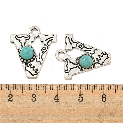 Synthetic Turquoise & Alloy Pendants PALLOY-H146-01AS-V-1