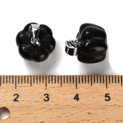 Natural Obsidian Pumpkin Charms G-K338-27P-02-1