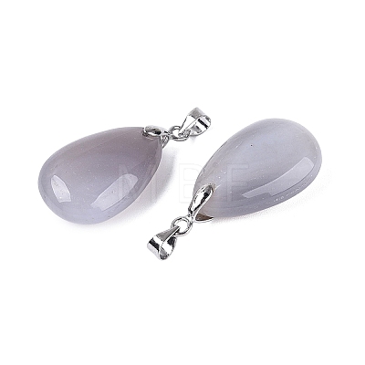 Natural Grey Agate Pendants G-N362-03P-05-1