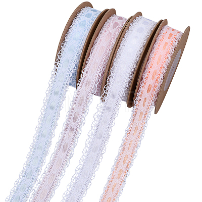 4 Rolls 4 Colors Polyester Lace Trims OCOR-GF0004-66-1