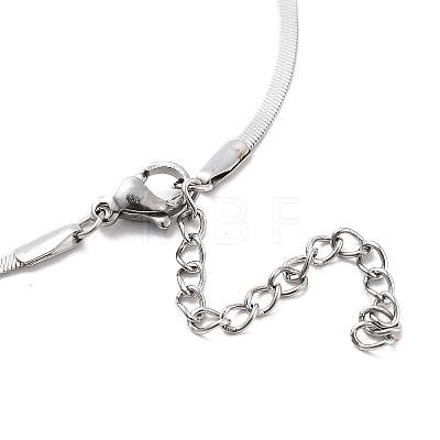 304 Stainless Steel Flat Snake Chain Bowknot Pendant Necklaces for Women NJEW-Z050-01P-02-1