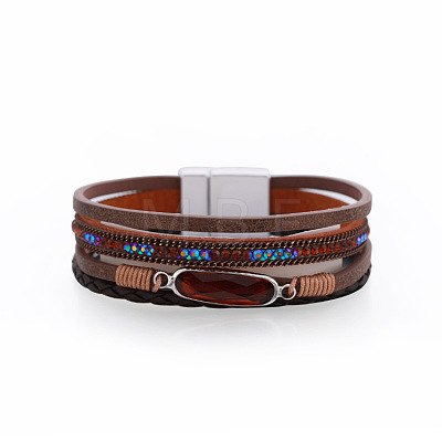 Boho Style Imitation Leather Cord Knitted Multi-strand Bracelets WG7948D-06-1