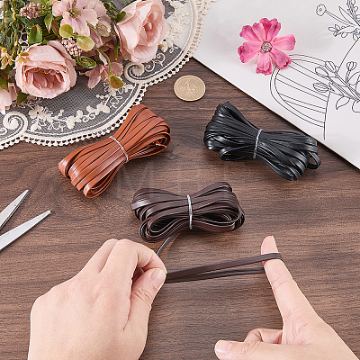 3Pcs 3 Colors Flat PU Leather Cord OCOR-CL0001-15A-1