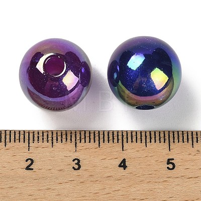 UV Plating Opaque Rainbow Iridescent Acrylic Beads SACR-R001-15A-1