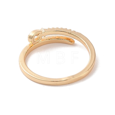 Brass Micro Pave Cubic Zirconia Open Cuff Rings RJEW-K263-07KCG-1