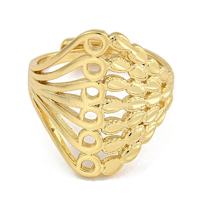 Hollow Brass Adjustable Rings RJEW-P127-06G-1