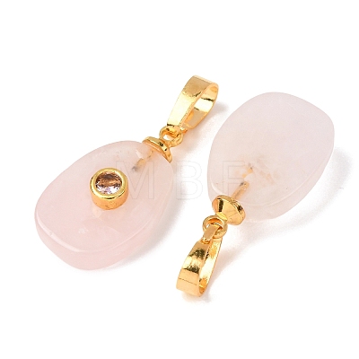 Natural Rose Quartz Pendants G-P628-02G-07-1