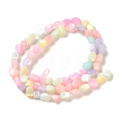 Rainbow Color Dyed Natural Freshwater Shell Beads Strands SHEL-G018-02E-1