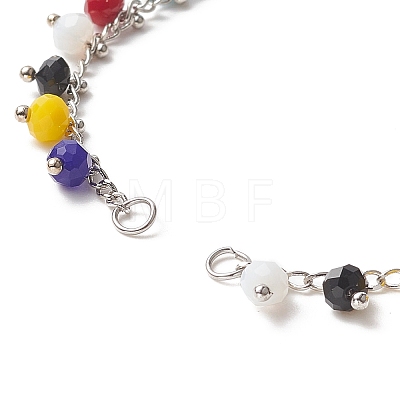 Faceted Round Glass Charms Chain Bracelet Making AJEW-JB01151-02-1