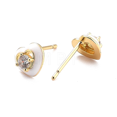 Heart Sparkling Cubic Zirconia Stud Earrings for Her ZIRC-C025-33G-1
