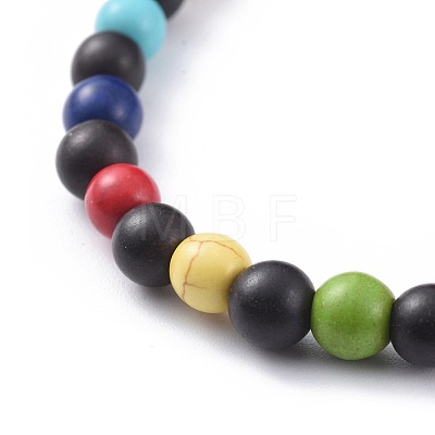 Natural Sandalwood Beads Stretch Bracelets BJEW-JB04679-01-1