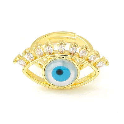 Clear Cubic Zirconia Evil Eye Adjustable Ring ZIRC-P096-05G-1