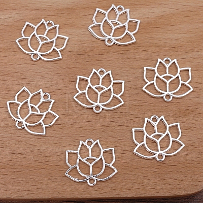 Alloy Hollow Lotus Flower Links Connector Charms PW-WG102FB-01-1