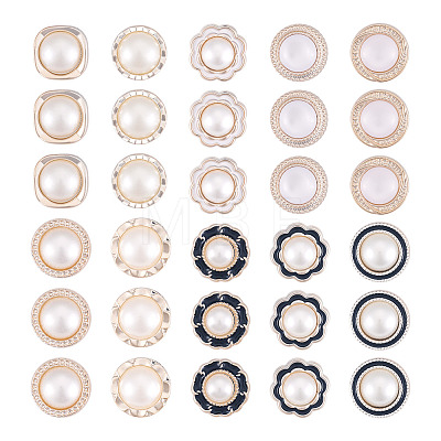 100Pcs 10 Styles 1-Hole Acrylic Shank Buttons BUTT-TA0001-59-1