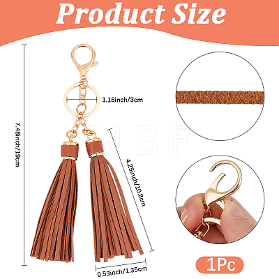 1Pc PU Leather Tassel Keychains KEYC-CL0001-50B-1