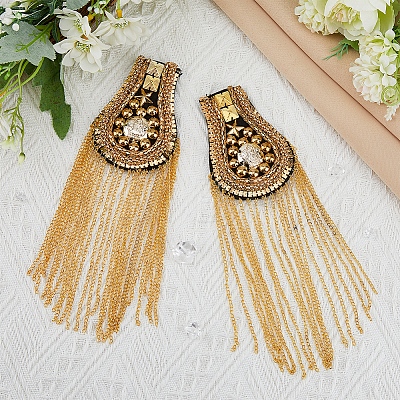 SUPERFINDINGS 2Pcs Fashionable Tassel Epaulettes FIND-FH0008-80G-1