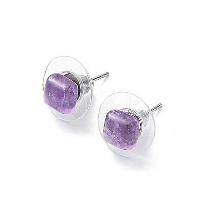 Natural Amethyst Stud Earrings for Women EJEW-K091-01P-08-1