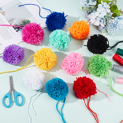 12Pcs 12 Colors DIY Craft Polyester Pom Pom Ball AJEW-CY0002-94-1