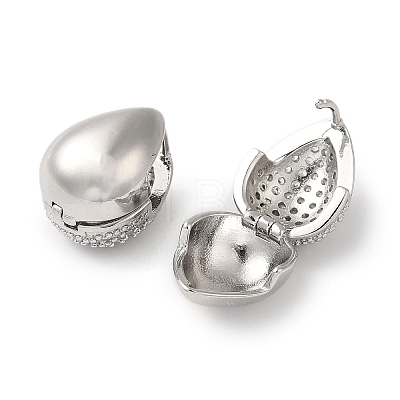 Rack Plating Brass Teardrop Hoop Earrings with Cubic Zirconia EJEW-D071-02P-1