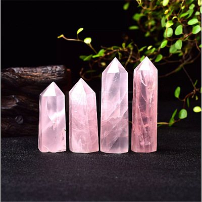 Tower Natural Rose Quartz Healing Stone Wands PW-WG74147-03-1