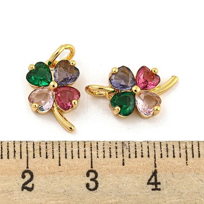 Brass with Colorful Cubic Zirconia Charms KK-G490-19G-1