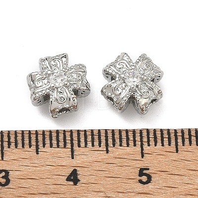 Brass Clear Cubic Zirconia Beads KK-D228-14P-1