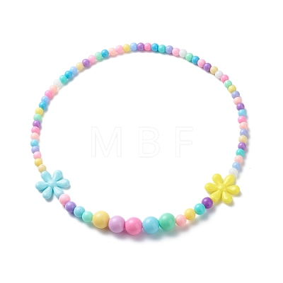 Flower Opaque Acrylic Stretch Kid Necklaces NJEW-JN03973-1