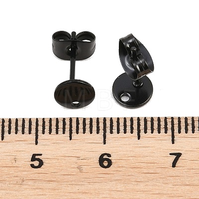 Ion Plating(IP) 304 Stainless Steel Stud Earring Findings STAS-P198-25-6mm-B-1