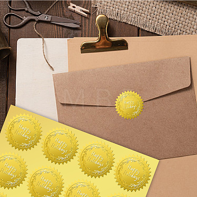 34 Sheets Self Adhesive Gold Foil Embossed Stickers DIY-WH0509-053-1